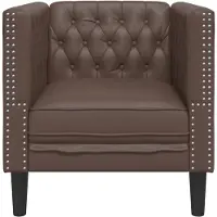 vidaXL Chesterfield-fåtölj i brun konstläder, soffstol, enkelsoffa, badrumsfåtölj, fåtölj, soffa, 372654