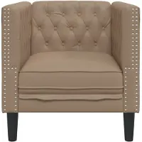 vidaXL Chesterfield-fåtölj cappuccino i konstläder, soffstol, enkelsoffa, badrumsfåtölj, fåtölj, 372657