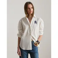Ralph Lauren för kvinnor. 200932538001 Relaxed Fit skjorta i bomull med stretch vit (XS), Casual, Lång ärm