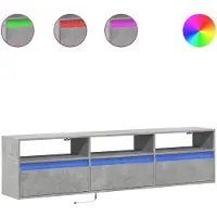 vidaXL Väggmonterad tv-bänk LEDs betonggrå 180x31x45 cm