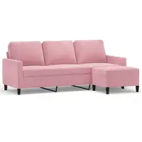 vidaXL 3-sitssoffa med fotpall rosa 180 cm sammet