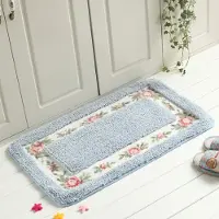 The BAY Weiqi Halkfri Inomhusgolvmatta - Vattenabsorberande Dörrmatta för Entré, Sovrum och Badrum. 40×60cm blå
