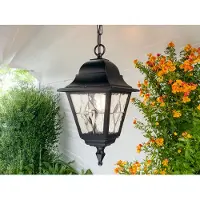 Elstead Lighting Utomhushänglampa Norfolk NR9, svart/klar, IP43 dimbar, Svart, Glas, Antik