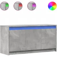 vidaXL Tv-bänk med LEDs betonggrå 100x34x50 cm konstruerat trä