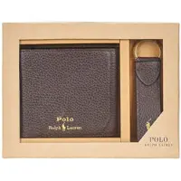 Ralph Lauren för män. 405974635002 Brun presentförpackning med plånbok och nyckelring (OSFA), Casual, Hud