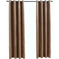 vidaXL Mörkläggningsgardiner med ringar 2 st beige sammet 140x245 cm