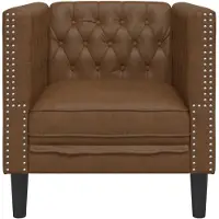 vidaXL Chesterfield-fåtölj i brun konstläder, soffstol, enkelsoffa, badrumsfåtölj, fåtölj, 372682