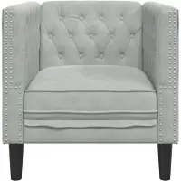 vidaXL Chesterfield fåtölj i ljusgrå sammet, soffstol, enkelsoffa, badrumsfåtölj, fåtölj, soffa, 372673