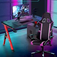24hShop Gamingbord med RGB - Svart med röda ben