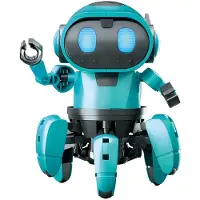 24hShop Tobbie The Robot - Blå - Interaktiv byggrobot med IR-sensor och RGB-ögon