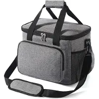 24hShop Kylväska 15L med axelrem / isolerad lunchväska stor / kylbag 30 cm / matväska vattentät - Grå