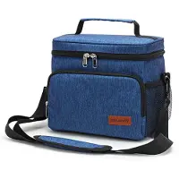24.Se Kylväska lunchväska 24 cm / isolerad matväska / lunch bag med axelrem / kylväska kompakt / matlådeväska - Blå