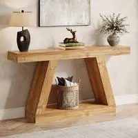 24.Se Avlastningsbord i trä / konsolbord i farmhouse-stil / smalt avlastningsbord i rustik design för hall och vardagsrum