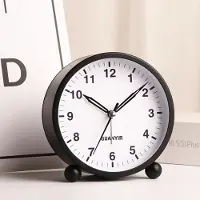 24.Se Tyst Analog väckarklocka Rund - Svart