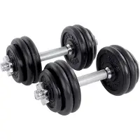 24.Se Hantlar 15 kg 2-pack justerbara / hantelset med viktskivor / styrketräning gjutjärn halkfritt grepp