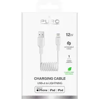 Puro 12W USB-A - Lightning Spiralkabel 1m - Vit