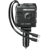 24hShop XO Billaddare med 1xUSB, 1xUSB-C 104W med inbyggd USB-C- och Lightningkabel