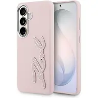 Karl Lagerfeld Grained Signature Metal Resin Logo Fodral för Samsung Galaxy S26 - Rosa