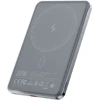 BWOO powerbank 5000 mAh / MagSafe-kompatibel strömbank / magnetisk laddare / 20 W USB-C grå