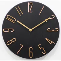 24.Se Minimalistisk Analog Väggklocka 30cm - Svart/guld