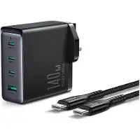 JOYROOM GaN-laddare UK JR-TCG05UK 140 W: 3x USB-C/USB-A + kabel (USB-C/USB-C), 240 W 1,2 m
