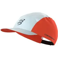 Compressport - Trail running kläder - 5 Panel Cap Star White/Tigerlily för Unisex - Röd