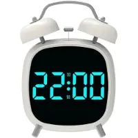 24hShop Digital väckarklocka med högt larmljud - Vit med blå LED
