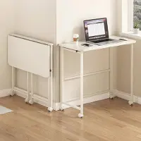 24hShop Fällbart skrivbord med hjul och fällskiva 120x60cm - Vit