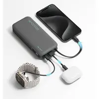 Cuktech CUKP200NGLLG 55W 20000mAh Powerbank med inbyggd USB-C-kabel - Vit