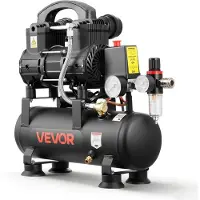 Vevor 6L luftkompressor, 0,75 kW oljefri luftkompressortank, 71 l/min vid 6,2 bar, max 8 bar tryck, kompakt och bärbar för bilreparationer, däckpumpning, sprutmålning, träbearbetning, spikning