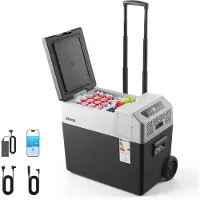 Vevor 12 volt kylskåp, 42,3 QT/40L bilkylskåp, bärbar elektrisk fryskompressor med handtag, app-kontroll och hjul, 12V/24V DC 100-240V AC, -22℃ till 10℃, för lastbil, skåpbil, husbil, SUV, resor, camp