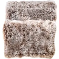 Douceur D`Interieur mjuk matta/filt med konstgjord päls, beige