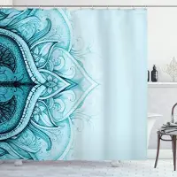 Chic Home Mandala Boho Duschdraperi Färgglatt Blommigt Badrumsdraperi för Hem Badkarsdekoration Vattentätt Polyestertyg med Krokar W90xH180cm