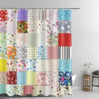 Household supplies MH Bohemiska Duschdraperier med Patchwork-tryck för Badrum Färgglada Blommiga Vintage Duschdraperi Badkar Vattentät Tygskärm 90x180cm-35x70in
