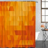 Household supplies MH Orange Triangel Geometri Orange Vattentät Badrumsdekoration Duschdraperi Med Krok Badkarsdraperier Badrumstillbehör 150Wx200H CM