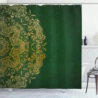 Chic Home Mandala Boho Duschdraperi Färgglatt Blommigt Badrumsdraperi för Hem Badkarsdekoration Vattentätt Polyestertyg med Krokar W180xH200cm