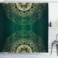 Chic Home Mandala Boho Duschdraperi Färgglatt Blommigt Badrumsdraperi för Hem Badkarsdekoration Vattentätt Polyestertyg med Krokar W90xH180cm