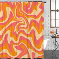 Household supplies MH Orange Triangel Geometri Orange Vattentät Badrumsdekoration Duschdraperi Med Krok Badkarsdraperier Badrumstillbehör 180Wx220H CM