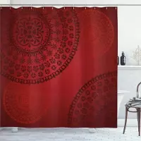 Chic Home Mandala Boho Duschdraperi Färgglatt Blommigt Badrumsdraperi för Hem Badkarsdekoration Vattentätt Polyestertyg med Krokar W120xH180cm