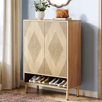 24hShop Skoskåp i trä med 6 hyllor och generöst förvaringsdjup / skoförvaring för hall / skoställ i trä