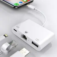 24hShop Multiport-adapter för iPhone och iPad med Lightning till Ethernet, USB och Lightning