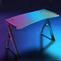 24hShop Gamingbord 140x60 cm / skrivbord för gaming / RGB-bord / datorbord med kolfibertextur