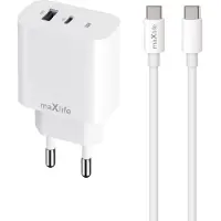 MaXlife USB-Laddare PD QC 30W med USB och USB-C + USB-C-Kabel 60W