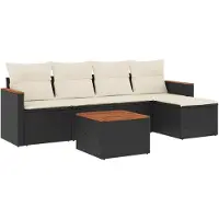 vidaXL Loungegrupp med dynor 6 delar svart konstrotting