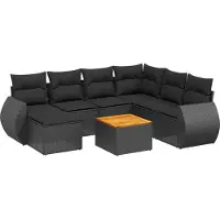 vidaXL Loungegrupp för trädgården med dynor 8 delar svart konstrotting