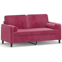 vidaXL 2-sitssoffa med prydnadskuddar vinröd 140 cm sammet