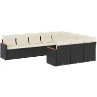 vidaXL Loungegrupp 10 delar med svarta dynor konstrotting