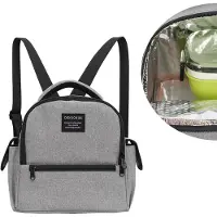 24.Se Kylryggsäck kompakt 25 cm / isolerad lunchryggsäck / kylväska ryggsäck liten / matryggsäck / kylbag ryggsäck - Grå
