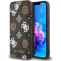 GUESS PU 4G Peony fodral med MagSafe för iPhone 16e - brun