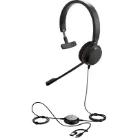 Jabra Evolve 20 On-ear headset Sladd Mono Svart Brusreducering, Brusreducering för mikrofon Headset, Mono Telefon